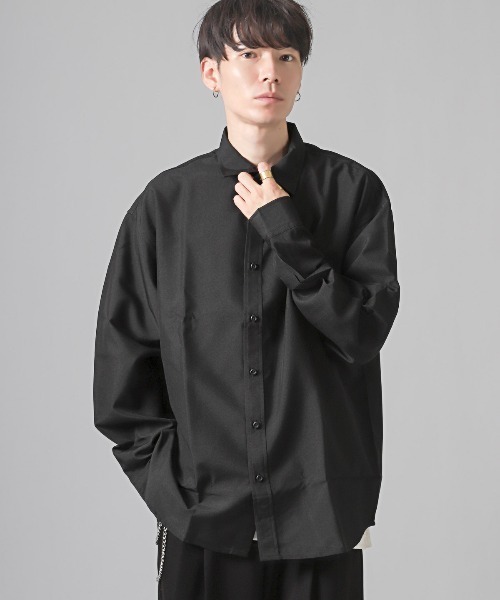 LUXSTYLE(ラグスタイル)の「無地レギュラーカラービッグ長袖シャツ(シャツ/ブラウス・メンズ・ホワイト/ブラック・FREE)」の13枚目の写真