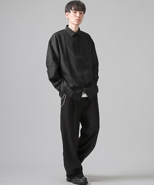 LUXSTYLE(ラグスタイル)の「無地レギュラーカラービッグ長袖シャツ(シャツ/ブラウス・メンズ・ホワイト/ブラック・FREE)」の14枚目の写真