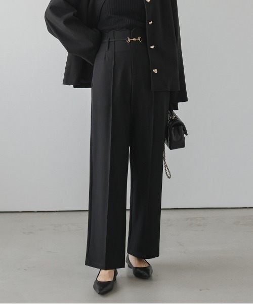 Lajour（ラジュール）の「日本製 スカラップ ベルト付き ワイドパンツ（その他パンツ・レディース・ブラウン/ブラック/カーキ/ベージュ・L/M）」の19枚目の写真