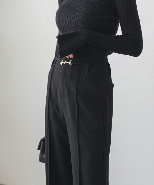 Lajour（ラジュール）の「日本製 スカラップ ベルト付き ワイドパンツ（その他パンツ・レディース・ブラウン/ブラック/カーキ/ベージュ・L/M）」の21枚目の写真