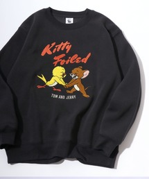 Tom and Jerry/トムとジェリー 裏起毛 サガラ刺繍 クルーネック スウェットトレーナー レディース