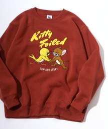 Tom and Jerry/トムとジェリー 裏起毛 サガラ刺繍 クルーネック スウェットトレーナー レディース