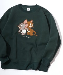Tom and Jerry/トムとジェリー 裏起毛 サガラ刺繍 クルーネック スウェットトレーナー レディース
