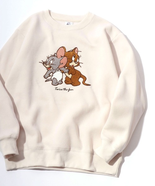 Tom&Jerry(トムアンドジェリー)の「Tom and Jerry/トムとジェリー 裏起毛 サガラ刺繍 クルーネック スウェットトレーナー レディース(スウェット・レディース・ベージュ/ブラウン/グレー/グレイッシュブルー/スミクロ/グリーン/アイボリー/レンガ・M/L)」の2枚目の写真