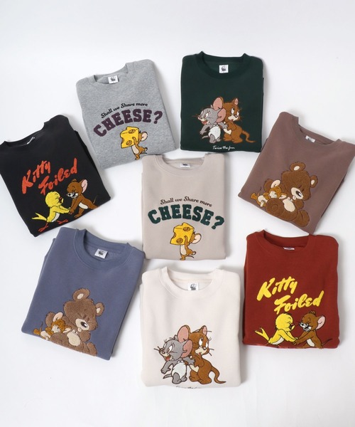 セール】Tom and Jerry/トムとジェリー 裏起毛 サガラ刺繍 クルー