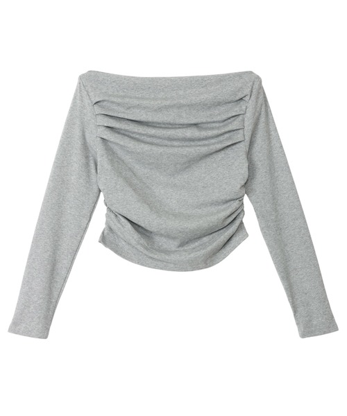Ada.(エイダ)の「タックデザイン ドレープ ボートネック Tシャツ(Tシャツ/カットソー・レディース・レッド/ホワイト/グレー・FREE)」の7枚目の写真
