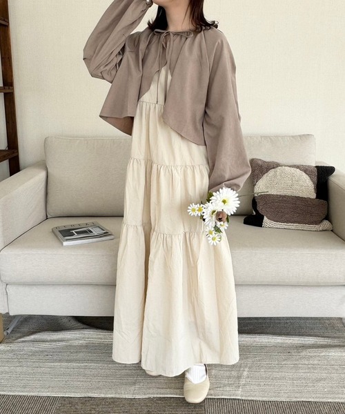 merrylatte（メリーラテ）の「袖パールフレアボレロブラウス（カーディガン/ボレロ・レディース・モカ・FREE）」の9枚目の写真