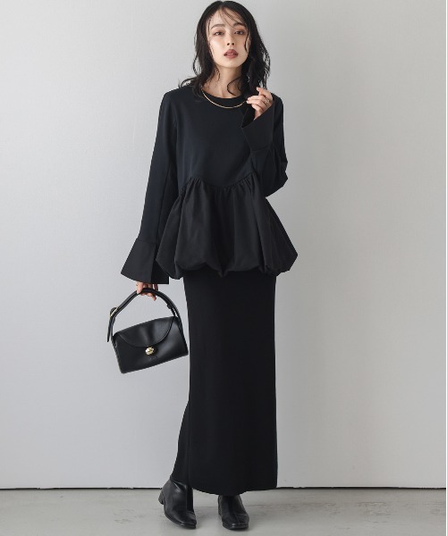 バルーンペプラムドッキングトップス（Tシャツ/カットソー）｜AMELY