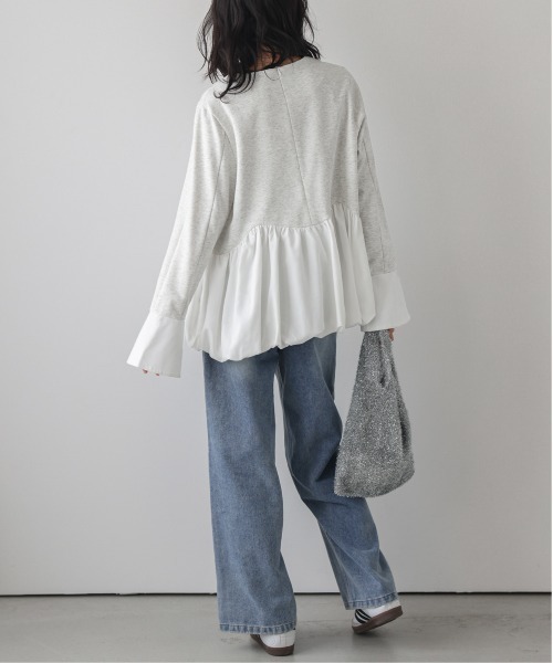 AMELY（エミリー）の「バルーンペプラムドッキングトップス（Tシャツ/カットソー・レディース・ブラック/杢グレー/ベージュ・フリー）」の6枚目の写真