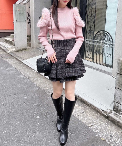 INGNI（イング）の「ファー付肩開きニット（ニット/セーター・レディース・グレー/オフホワイト/ブラック/ピンク/ホワイト系その他・M）」の21枚目の写真