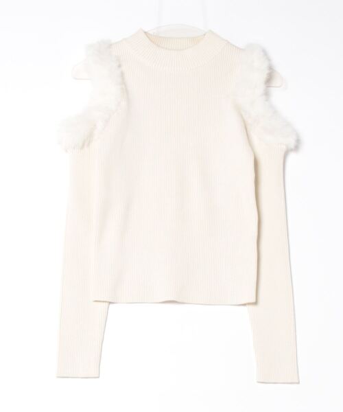 INGNI（イング）の「ファー付肩開きニット（ニット/セーター・レディース・グレー/オフホワイト/ブラック/ピンク/ホワイト系その他・M）」の8枚目の写真