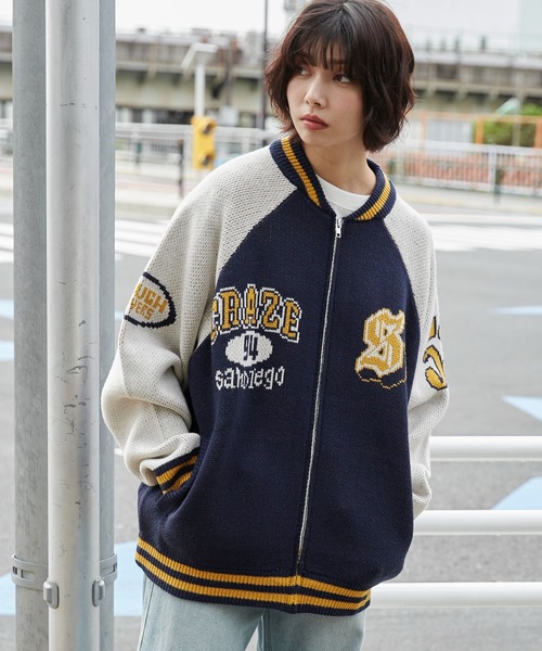 セール】WEGO/ジャガードニットスタジャン（カーディガン/ボレロ