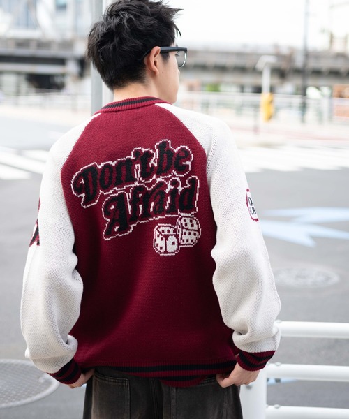 WEGO(ウィゴー)の「WEGO/ジャガードニットスタジャン(カーディガン/ボレロ・メンズ・ブラック/ワイン/ネイビー/ダークグリーン・LARGE/MEDIUM)」の4枚目の写真