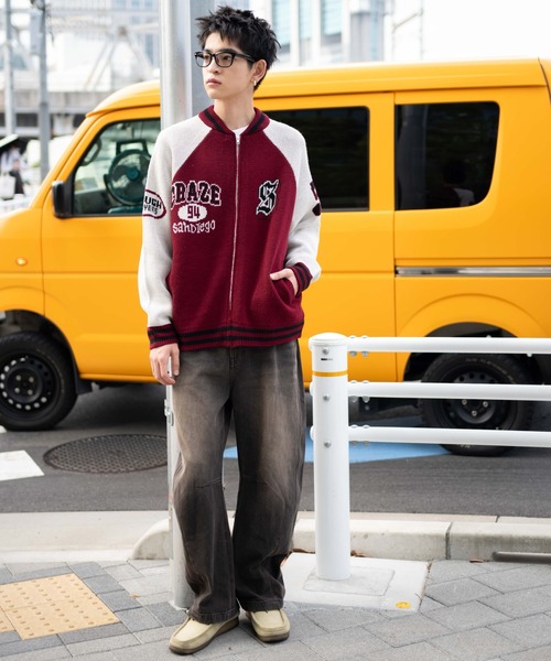 WEGO(ウィゴー)の「WEGO/ジャガードニットスタジャン(カーディガン/ボレロ・メンズ・ブラック/ワイン/ネイビー/ダークグリーン・LARGE/MEDIUM)」の7枚目の写真