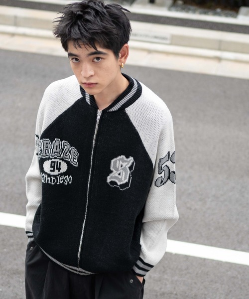 WEGO(ウィゴー)の「WEGO/ジャガードニットスタジャン(カーディガン/ボレロ・メンズ・ブラック/ワイン/ネイビー/ダークグリーン・LARGE/MEDIUM)」の8枚目の写真