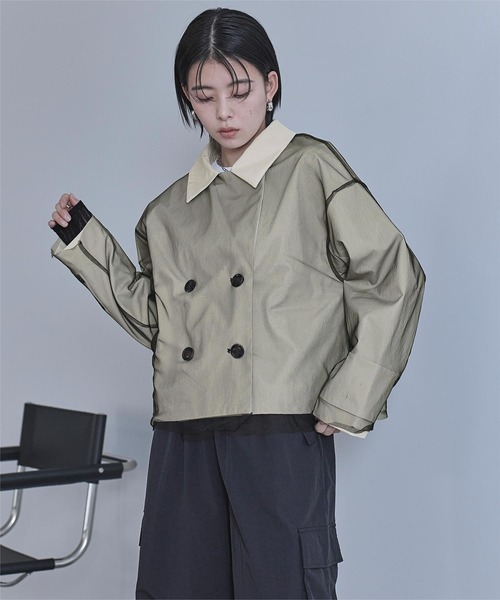 miette(ミエット)の「チュールドッキングショートトレンチコート(トレンチコート・レディース・ライトベージュ/ブラック・FREE)」の9枚目の写真