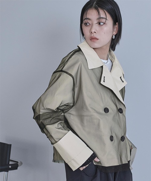 miette(ミエット)の「チュールドッキングショートトレンチコート(トレンチコート・レディース・ライトベージュ/ブラック・FREE)」の17枚目の写真