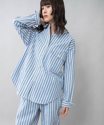Munich | ストレッチストライプバックスリットシャツ(シャツ/ブラウス)