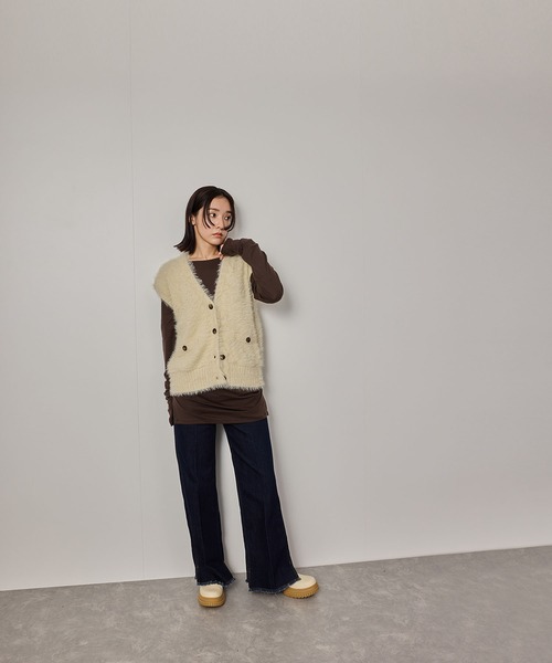 NERGY(ナージー)の「エアリータッチギャザープルオーバー(Tシャツ/カットソー・レディース・ラベンダー/ベージュ/ダークブラウン・FREE)」の7枚目の写真