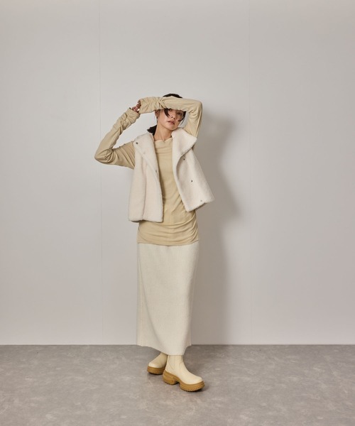 NERGY(ナージー)の「エアリータッチギャザープルオーバー(Tシャツ/カットソー・レディース・ラベンダー/ベージュ/ダークブラウン・FREE)」の8枚目の写真