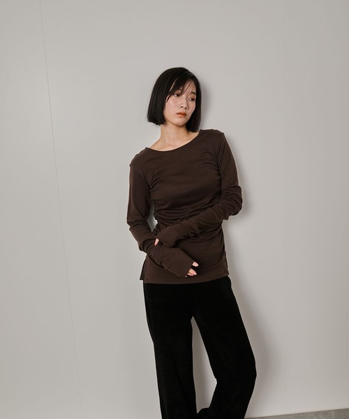 NERGY(ナージー)の「エアリータッチギャザープルオーバー(Tシャツ/カットソー・レディース・ラベンダー/ベージュ/ダークブラウン・FREE)」の16枚目の写真