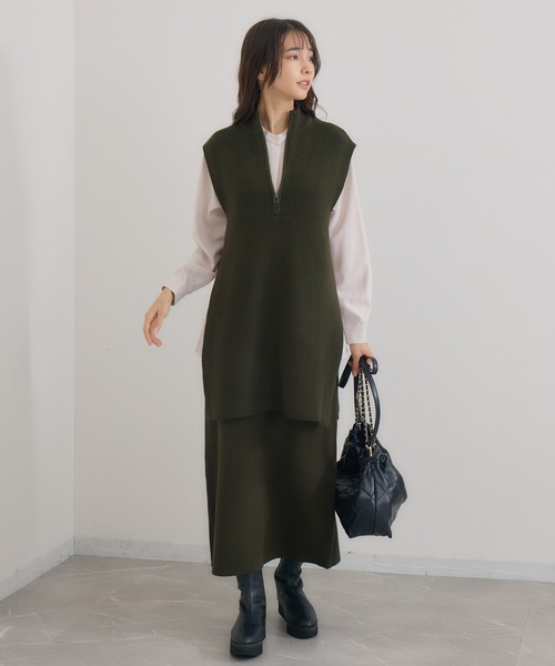 KATHARINE ROSS(キャサリンロス)の「【KATHARINE ROSS】ハーフZIPベスト&スカ―ト SET(ワンピース・レディース・カーキ/ブラック・MEDIUM)」の13枚目の写真