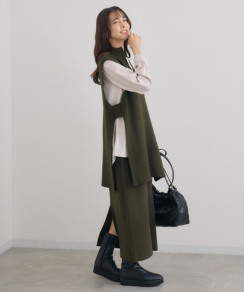 KATHARINE ROSS(キャサリンロス)の「【KATHARINE ROSS】ハーフZIPベスト&スカ―ト SET(ワンピース・レディース・カーキ/ブラック・MEDIUM)」の15枚目の写真
