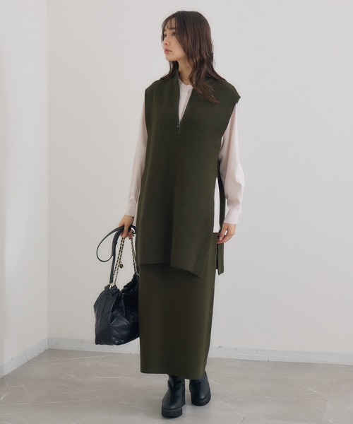 KATHARINE ROSS(キャサリンロス)の「【KATHARINE ROSS】ハーフZIPベスト&スカ―ト SET(ワンピース・レディース・カーキ/ブラック・MEDIUM)」の16枚目の写真