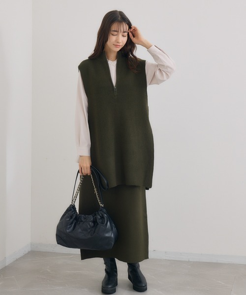 KATHARINE ROSS(キャサリンロス)の「【KATHARINE ROSS】ハーフZIPベスト&スカ―ト SET(ワンピース・レディース・カーキ/ブラック・MEDIUM)」の17枚目の写真