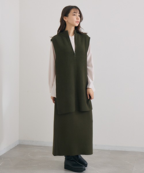 KATHARINE ROSS(キャサリンロス)の「【KATHARINE ROSS】ハーフZIPベスト&スカ―ト SET(ワンピース・レディース・カーキ/ブラック・MEDIUM)」の19枚目の写真