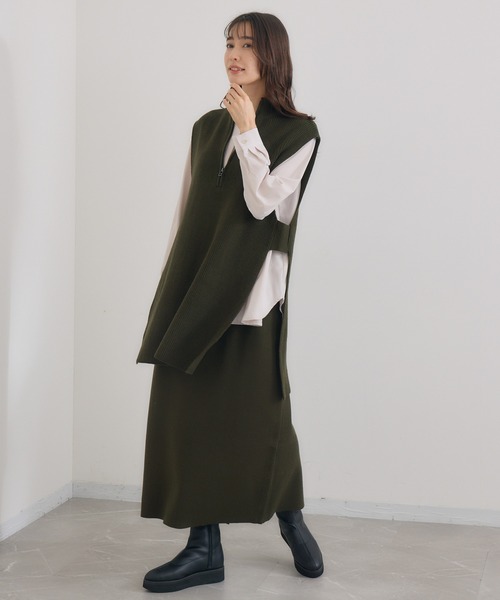 KATHARINE ROSS(キャサリンロス)の「【KATHARINE ROSS】ハーフZIPベスト&スカ―ト SET(ワンピース・レディース・カーキ/ブラック・MEDIUM)」の18枚目の写真