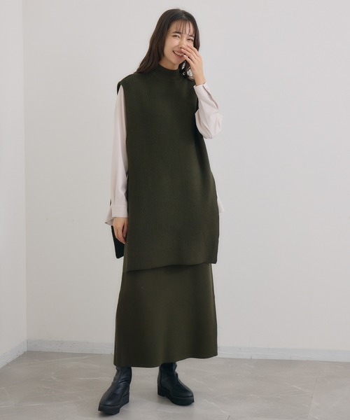 KATHARINE ROSS(キャサリンロス)の「【KATHARINE ROSS】ハーフZIPベスト&スカ―ト SET(ワンピース・レディース・カーキ/ブラック・MEDIUM)」の12枚目の写真