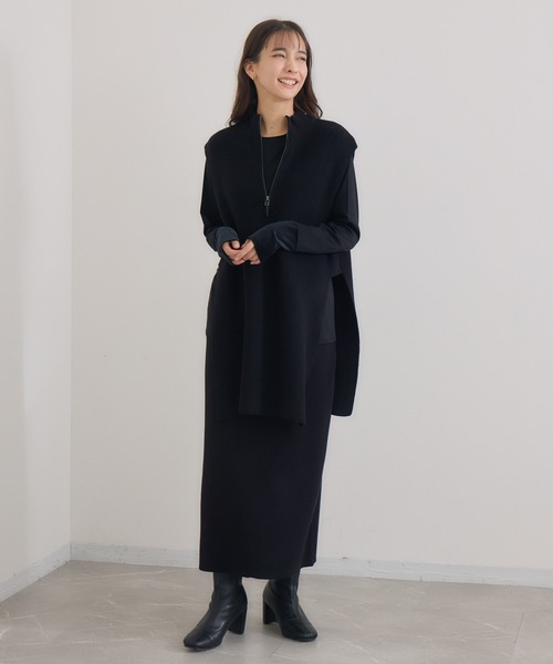 KATHARINE ROSS(キャサリンロス)の「【KATHARINE ROSS】ハーフZIPベスト&スカ―ト SET(ワンピース・レディース・カーキ/ブラック・MEDIUM)」の5枚目の写真