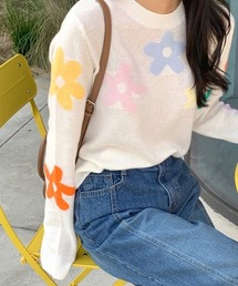 花柄パステルカラーニット