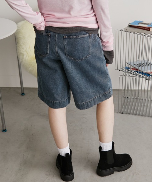Auntie Rosa Holiday(アンティローザホリデー)の「センターラインハーフデニムパンツ(デニムパンツ・レディース・ブルー/ブラック・FREE)」の5枚目の写真