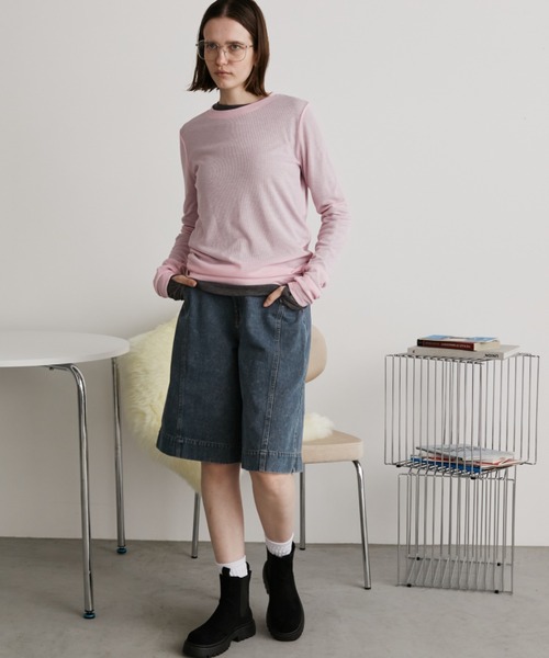Auntie Rosa Holiday(アンティローザホリデー)の「センターラインハーフデニムパンツ(デニムパンツ・レディース・ブルー/ブラック・FREE)」の8枚目の写真