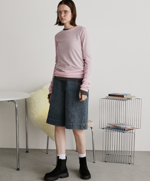 Auntie Rosa Holiday(アンティローザホリデー)の「センターラインハーフデニムパンツ(デニムパンツ・レディース・ブルー/ブラック・FREE)」の9枚目の写真