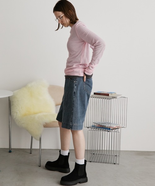 Auntie Rosa Holiday(アンティローザホリデー)の「センターラインハーフデニムパンツ(デニムパンツ・レディース・ブルー/ブラック・FREE)」の10枚目の写真
