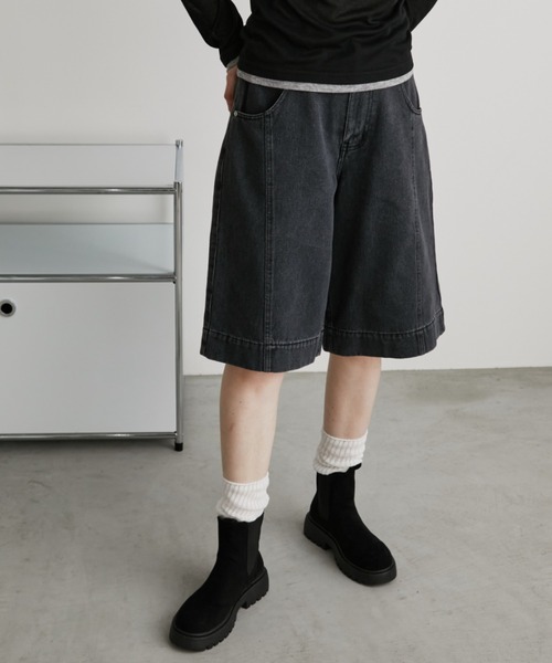 Auntie Rosa Holiday(アンティローザホリデー)の「センターラインハーフデニムパンツ(デニムパンツ・レディース・ブルー/ブラック・FREE)」の15枚目の写真