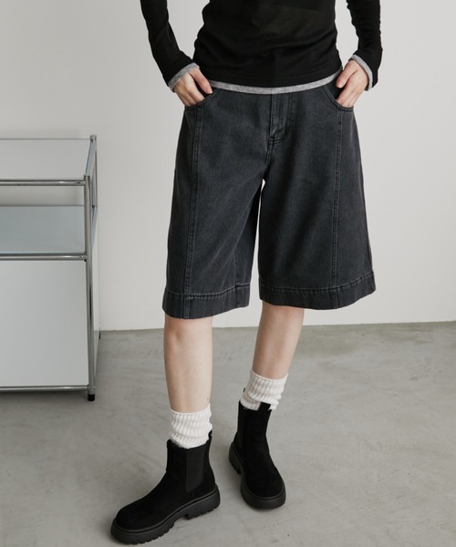 Auntie Rosa Holiday(アンティローザホリデー)の「センターラインハーフデニムパンツ(デニムパンツ・レディース・ブルー/ブラック・FREE)」の14枚目の写真