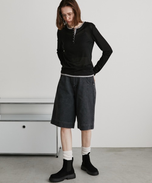 Auntie Rosa Holiday(アンティローザホリデー)の「センターラインハーフデニムパンツ(デニムパンツ・レディース・ブルー/ブラック・FREE)」の18枚目の写真