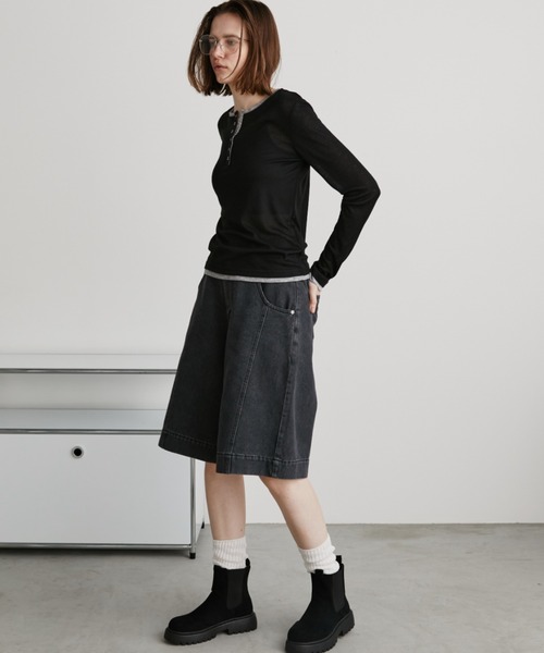 Auntie Rosa Holiday(アンティローザホリデー)の「センターラインハーフデニムパンツ(デニムパンツ・レディース・ブルー/ブラック・FREE)」の19枚目の写真