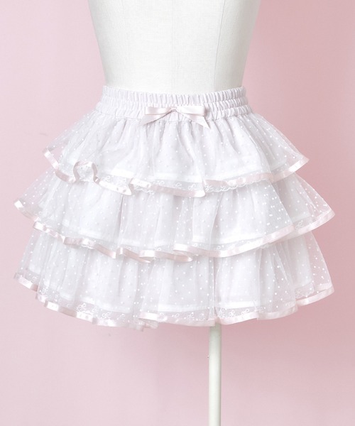 Lolime by mellfy memory（ロリミー バイ メルフィーメモリー）の「syrup frill ミニスカート（スカート・レディース・ピンク/ホワイト・LL/M）」の6枚目の写真
