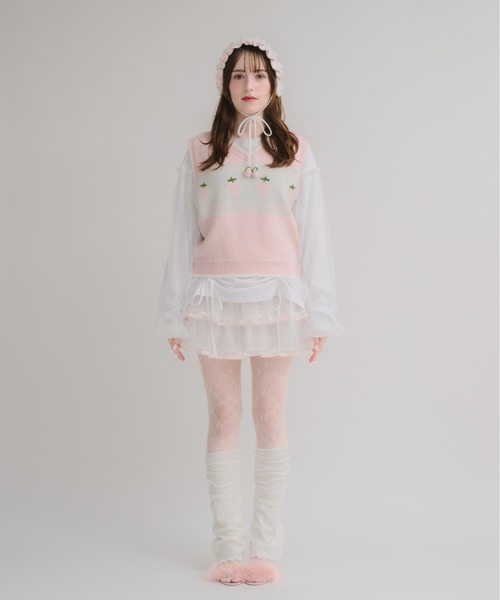 Lolime by mellfy memory（ロリミー バイ メルフィーメモリー）の「syrup frill ミニスカート（スカート・レディース・ピンク/ホワイト・LL/M）」の13枚目の写真
