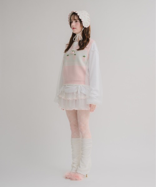 Lolime by mellfy memory（ロリミー バイ メルフィーメモリー）の「syrup frill ミニスカート（スカート・レディース・ピンク/ホワイト・LL/M）」の14枚目の写真