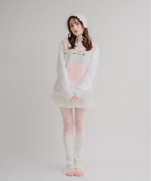 Lolime by mellfy memory（ロリミー バイ メルフィーメモリー）の「syrup frill ミニスカート（スカート・レディース・ピンク/ホワイト・LL/M）」の16枚目の写真