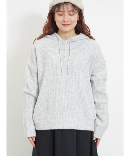 セール】フード付きヘンリーネックニット（ニット/セーター）｜Samansa