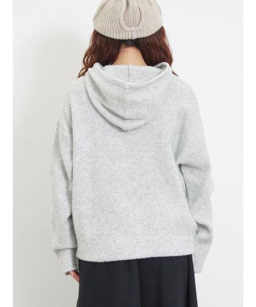 【美品】Munsingwear フード付きセーター 3L グレー/ホワイト Samansa Mos2（サマンサ モスモス）の「フード付きヘンリーネック