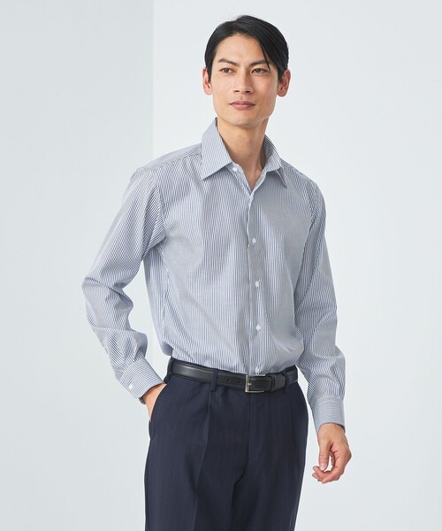 green label relaxing（グリーンレーベルリラクシング）の「コットン ロンスト レギュラーカラー ドレスシャツ -イージーアイロン-（ビジネスシャツ・メンズ・ライトピンク/ネイビー・39cm/37cm/40cm/41cm/42cm/43cm/38cm）」の2枚目の写真