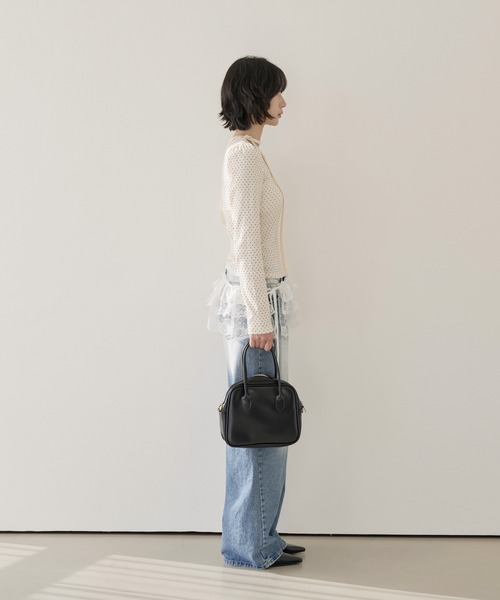 UNE MANSION（ユヌマンション）の「バレエコアラブリーUネックリボンドットショルダーパフ長袖Tシャツカットソー（Tシャツ/カットソー・レディース・クリーム/ブラック・FREE）」の19枚目の写真